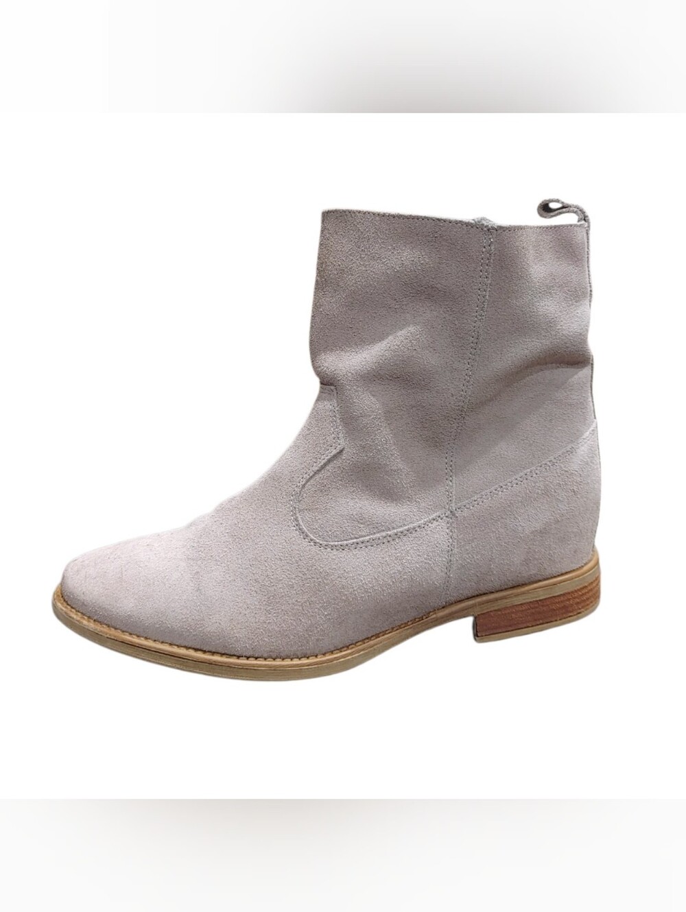 Anthropologie Gray Suede Hidden Wedge Pull On Slouchy Boots Womens Size 38 - 7.5